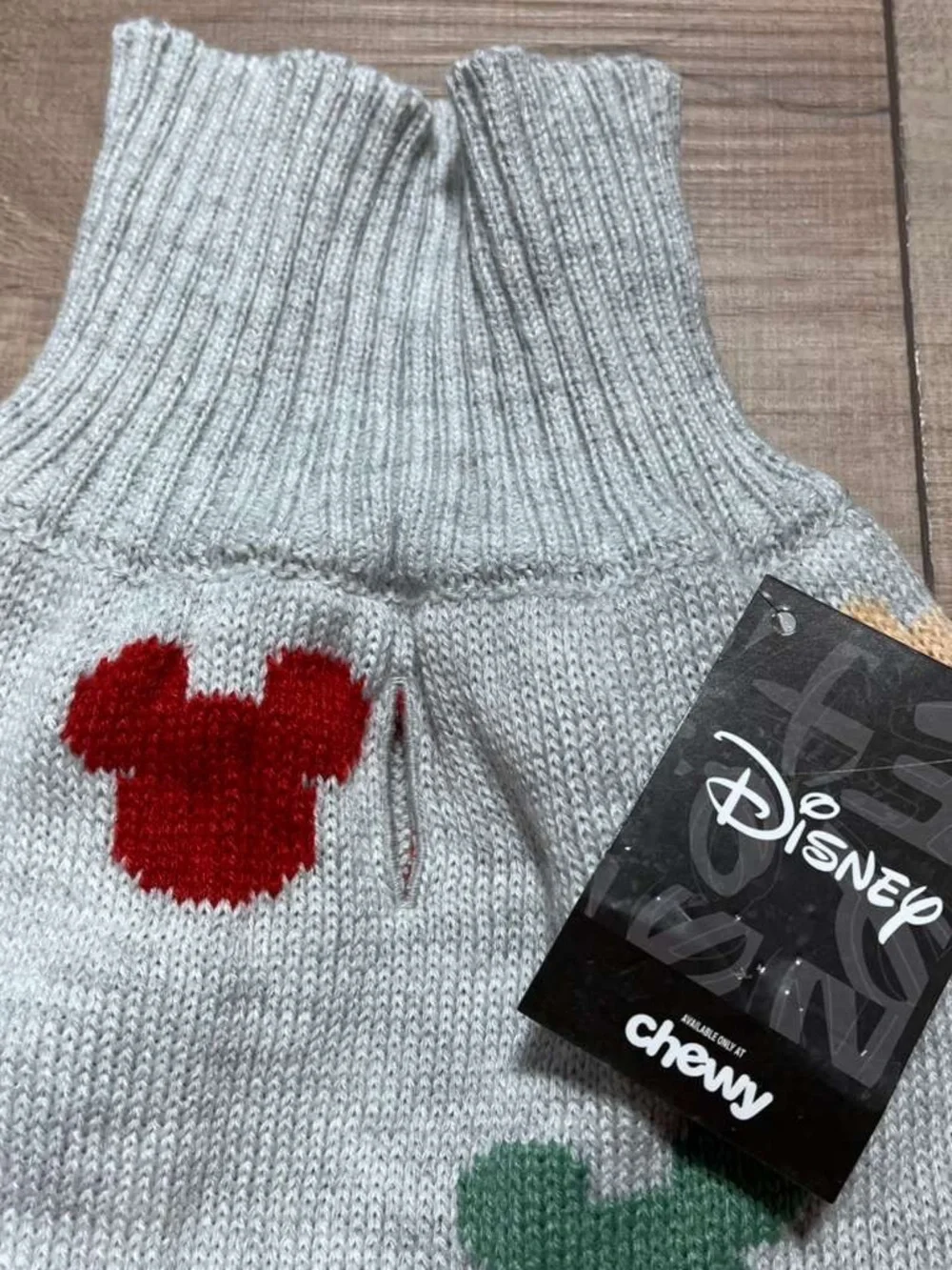 Chewy + Disney Mickey Mouse Confetti Dog Sweater‎ Size Large Gray